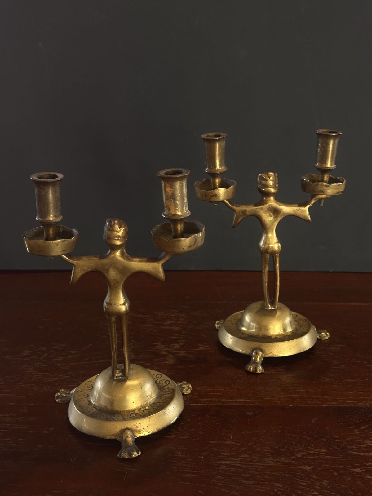 Pair Of Sculptural Art Deco Figural Candlesticks – Europe, Circa 1925–1935 photo for sale
