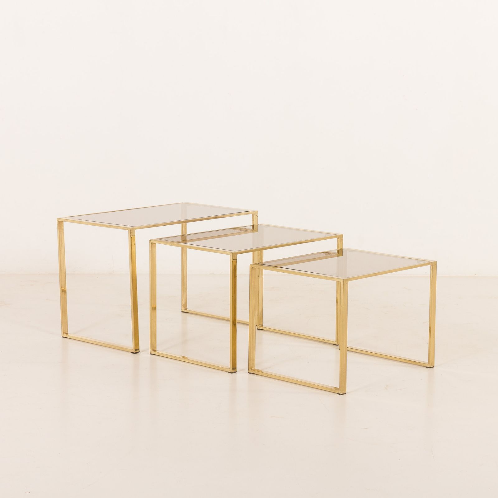 Set Of Three Brass Nesting Tables In The Style Of Romeo Rega, Italy, 1970s photo Furniture
