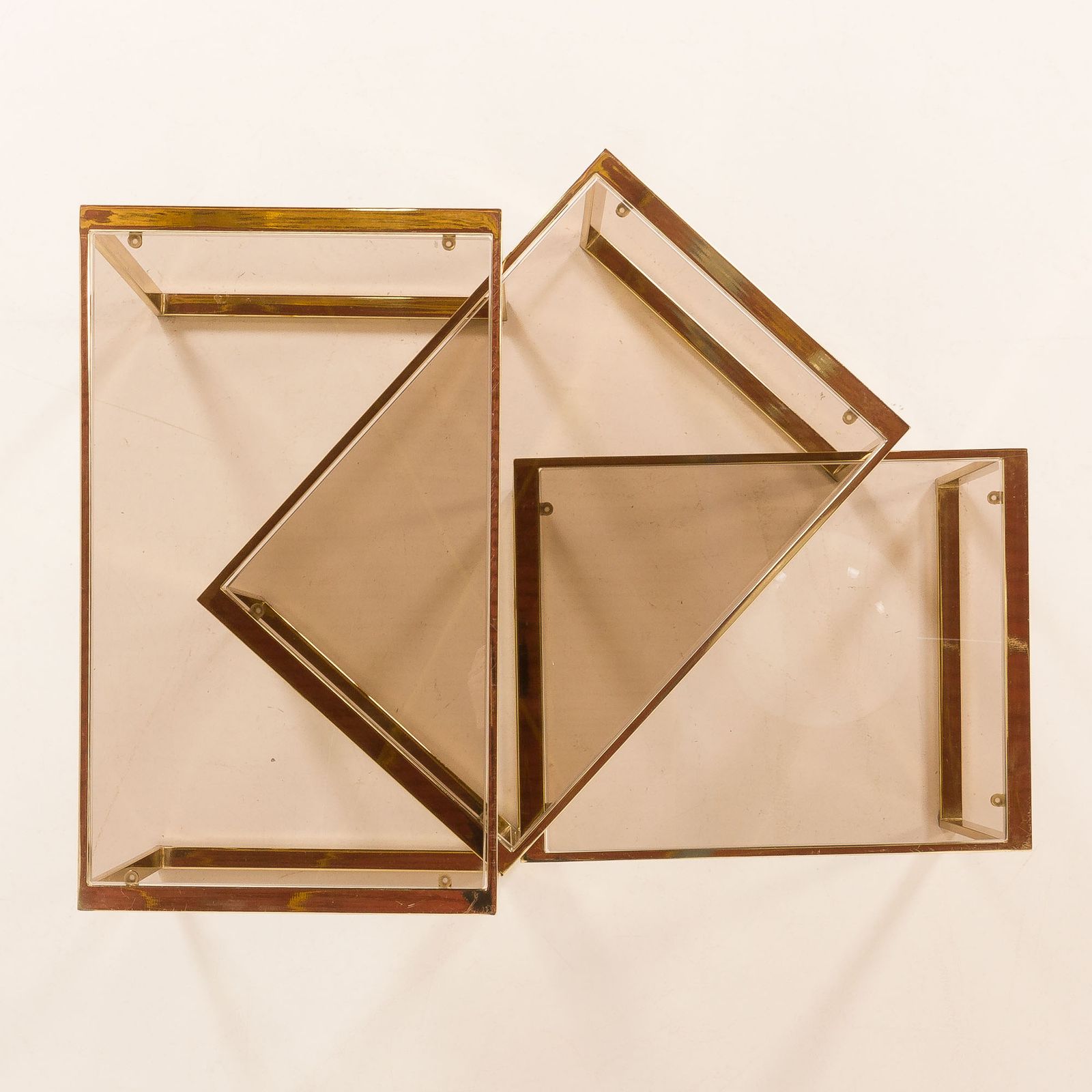 Set Of Three Brass Nesting Tables In The Style Of Romeo Rega, Italy, 1970s photo buy