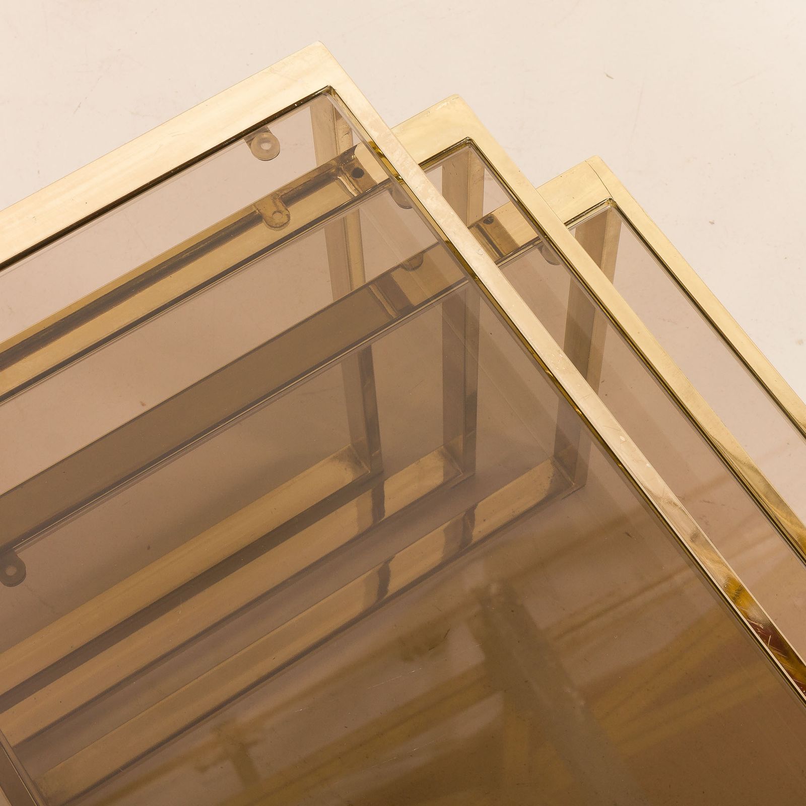 Furniture Set Of Three Brass Nesting Tables In The Style Of Romeo Rega, Italy, 1970s photo