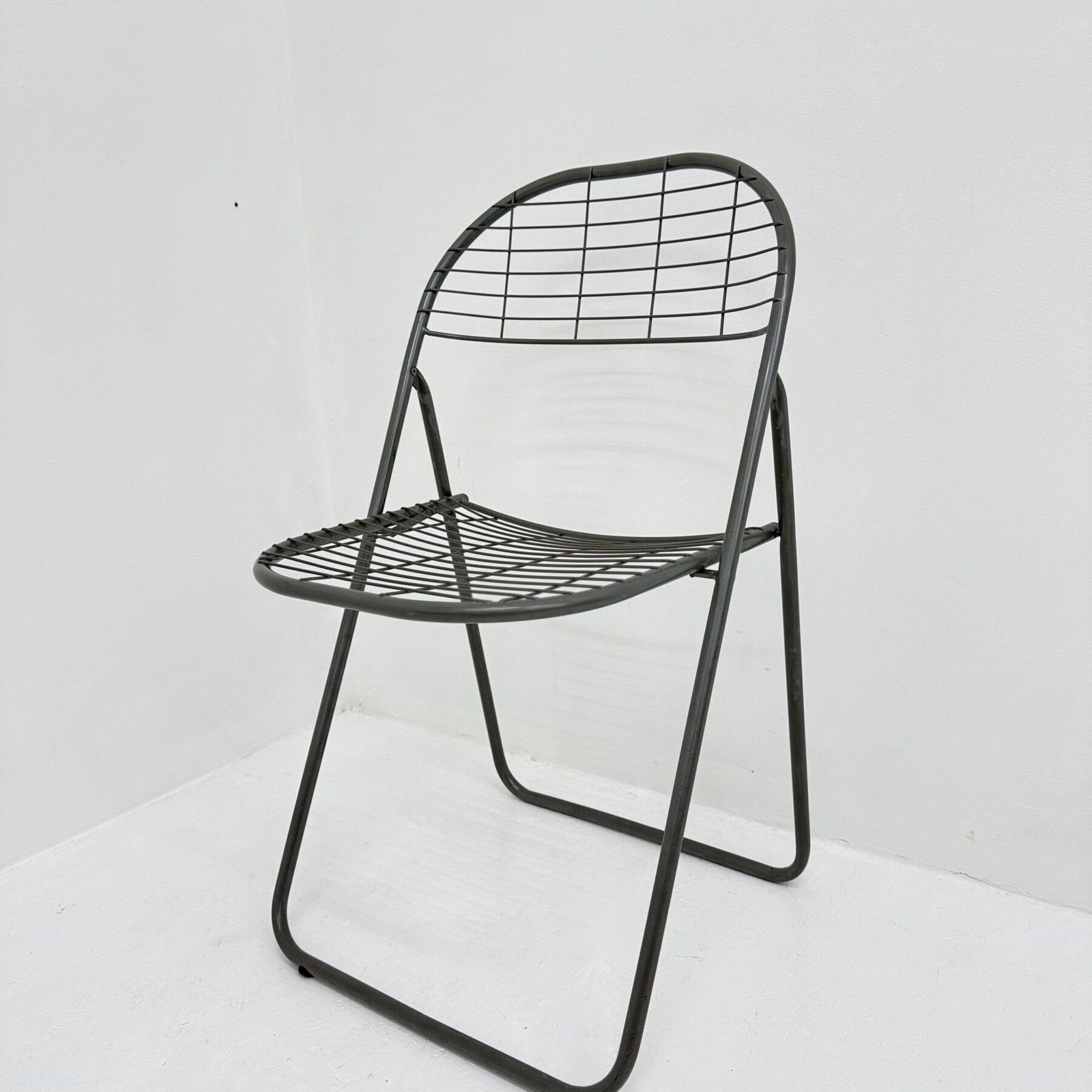 Niels Gammelgaard For Ikea Grey Wire Metal Folding Chair , 1970s photo furniture