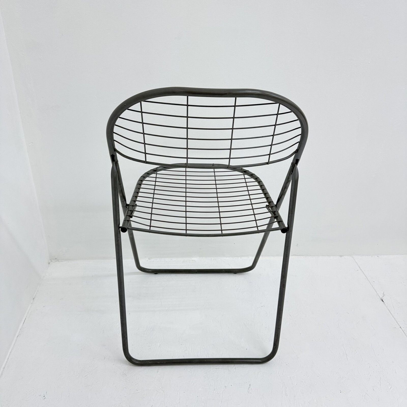 photo for sale Niels Gammelgaard For Ikea Grey Wire Metal Folding Chair , 1970s
