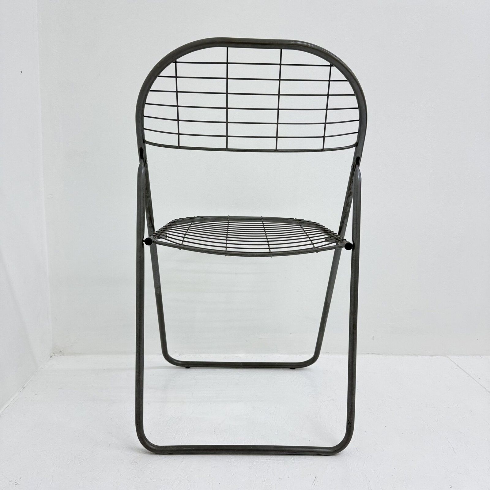 Furniture Niels Gammelgaard For Ikea Grey Wire Metal Folding Chair , 1970s photo