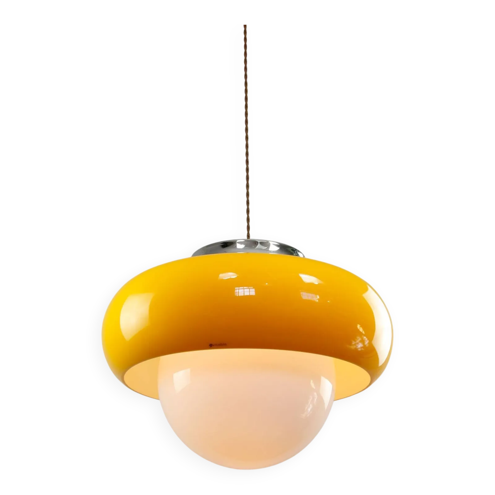 Large Space Age Model Best Hanglamp van Guzzini in geel, jaren 1970