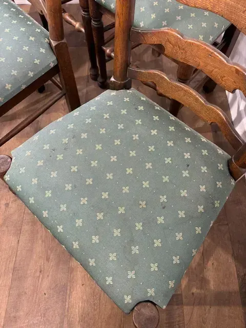 Vintage Oak Set Of Five Ladder Back Dining Chairs photo vintage