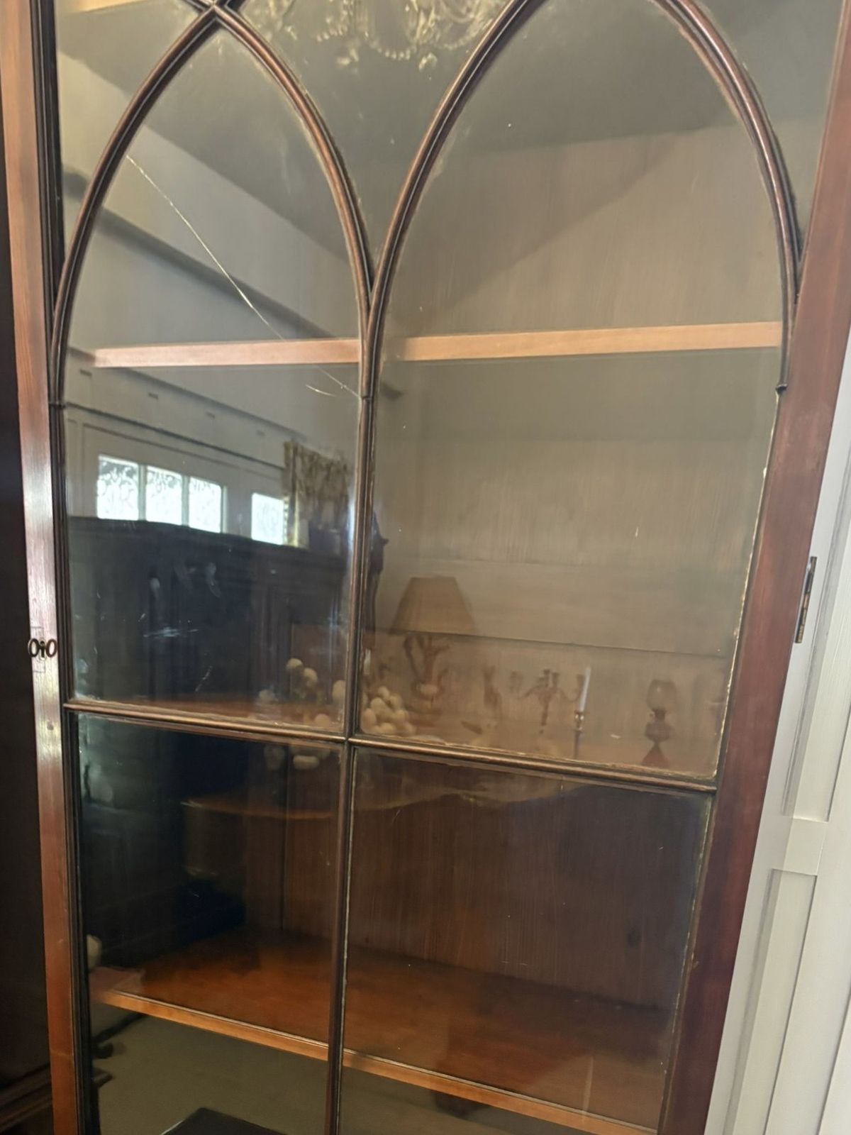 Antique Pair 19th Century Mahogany Inlaid Astragal Glazed Library Bookcases photo buy