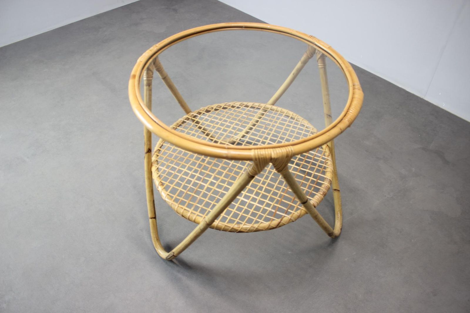 Mid Century Bamboo And Glass Coffee Table By Alan Fuchs, Czechoslovakia, 1960s photo for sale