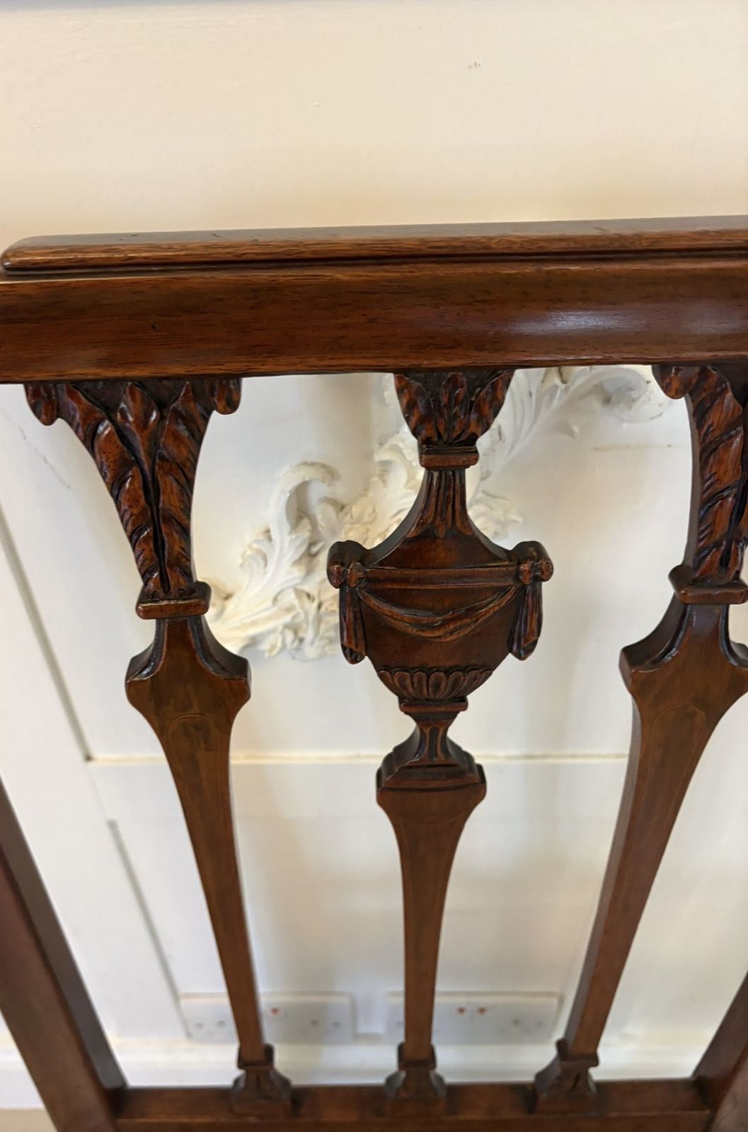 photo furniture Antique 19th Century English Mahogany Dining Chairs Set Of 8 Carvers Newly Upholstered