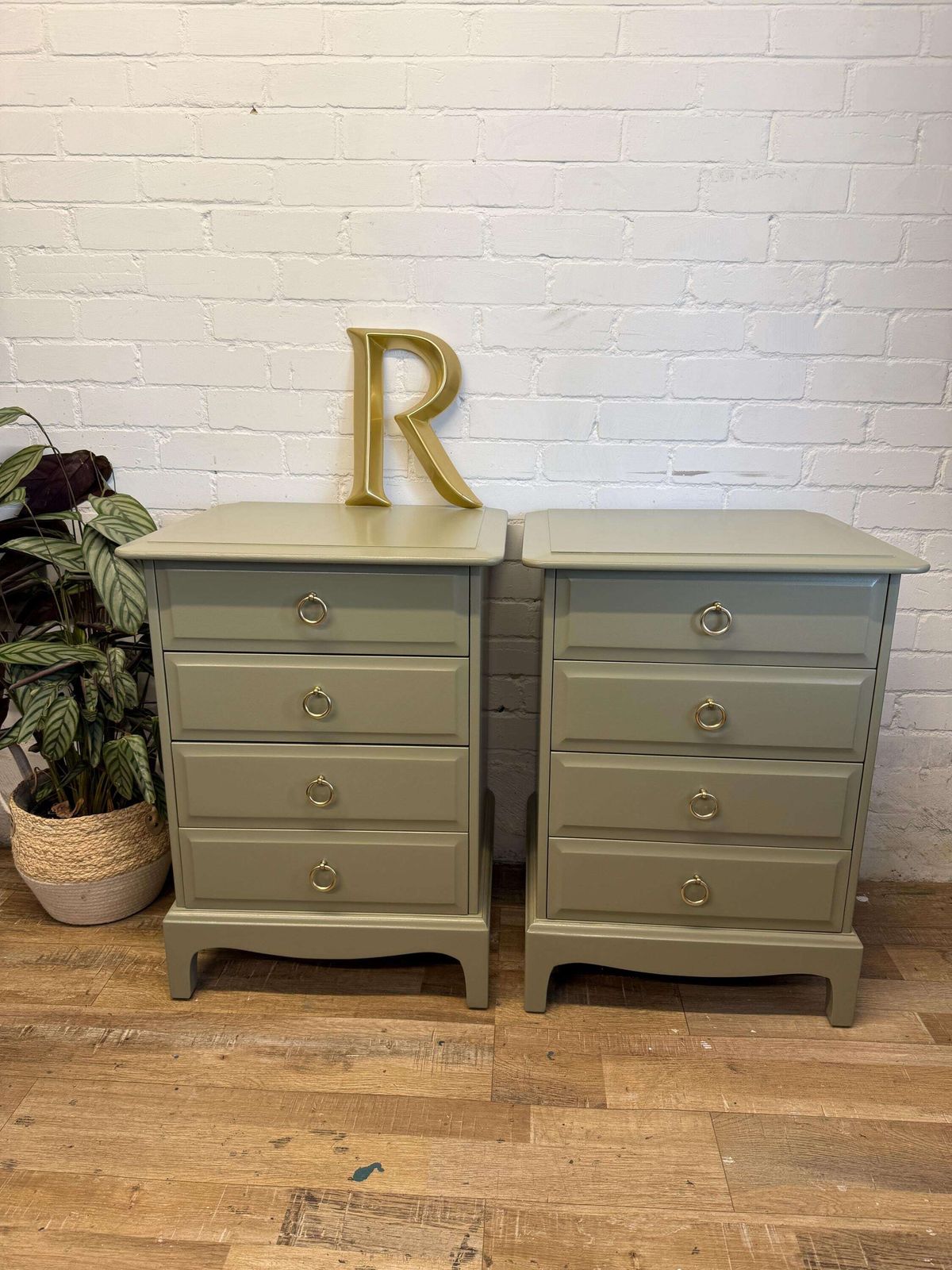 Stag Minstrel Bedside Chest Drawers – Painted In Treron By Farrow & Ball