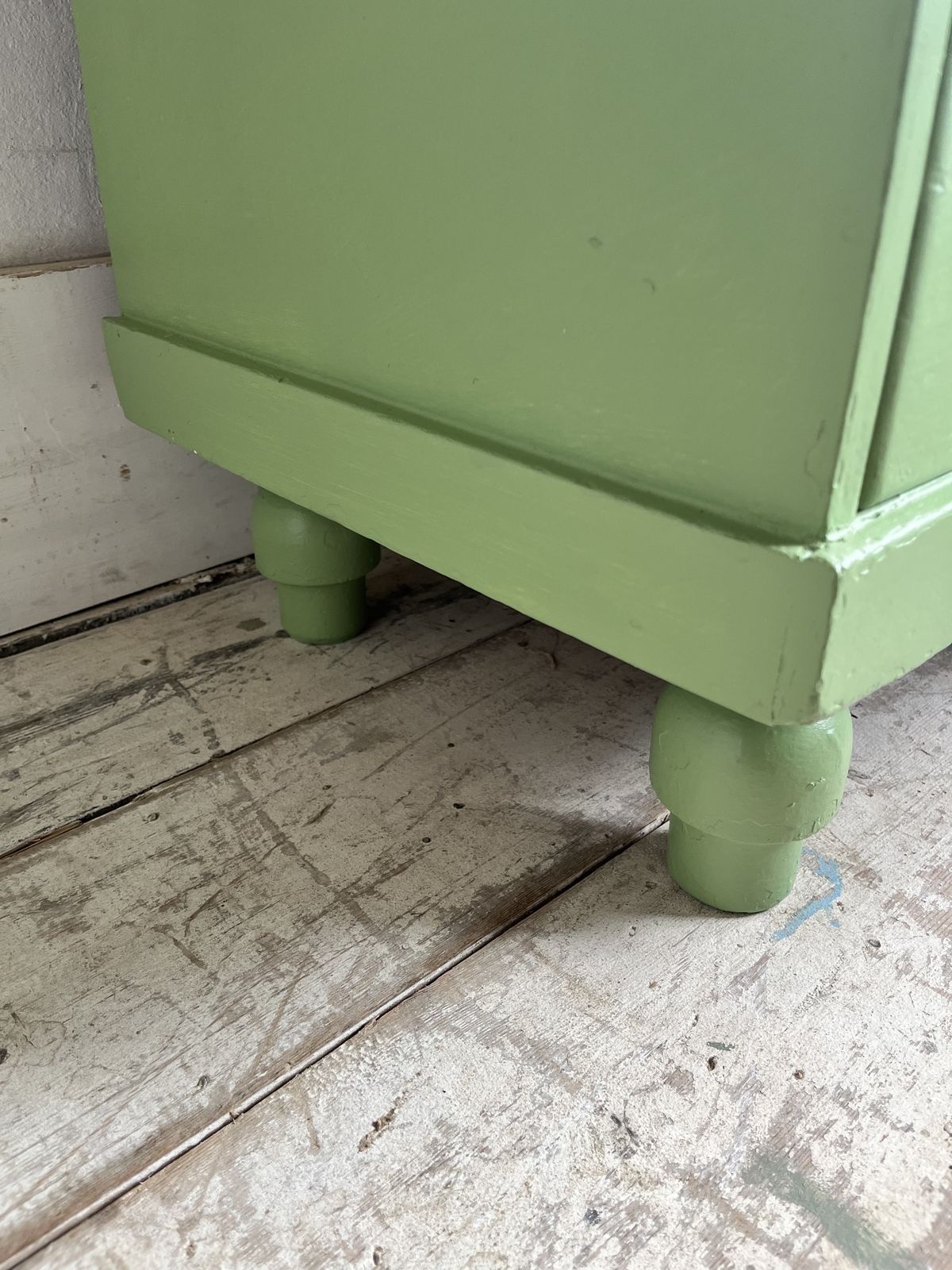 Small Victorian Green Painted Chest Of Drawers With Brass Cup Handles photo vinterior