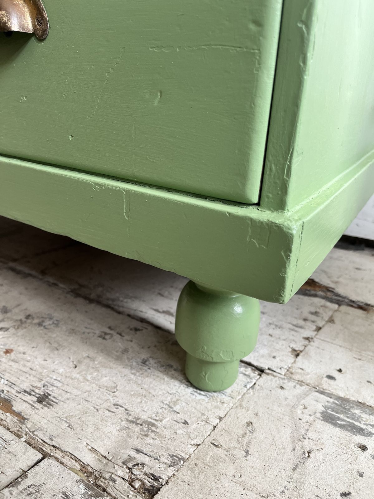 photo for sale Small Victorian Green Painted Chest Of Drawers With Brass Cup Handles