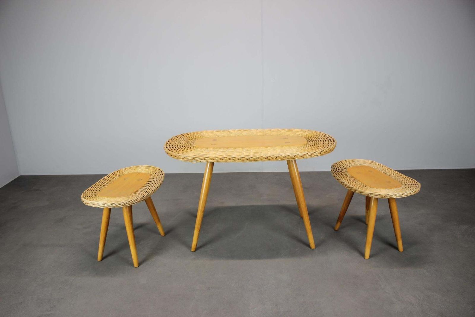 Furniture Mid Century Rattan Seating Set By Uluv, Czechoslovakia, 1960s photo