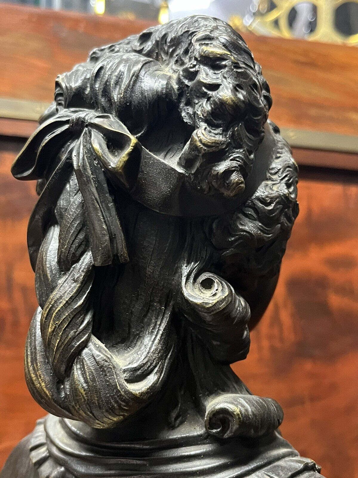 Bronze Bust Of A French Woman On A White Marble Column photo buy