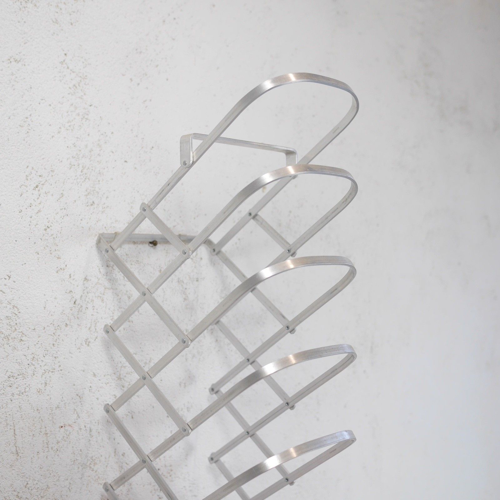 Accordion "Harmonica" Aluminium Magazine Rack Merci Paris #103172 photo vintage
