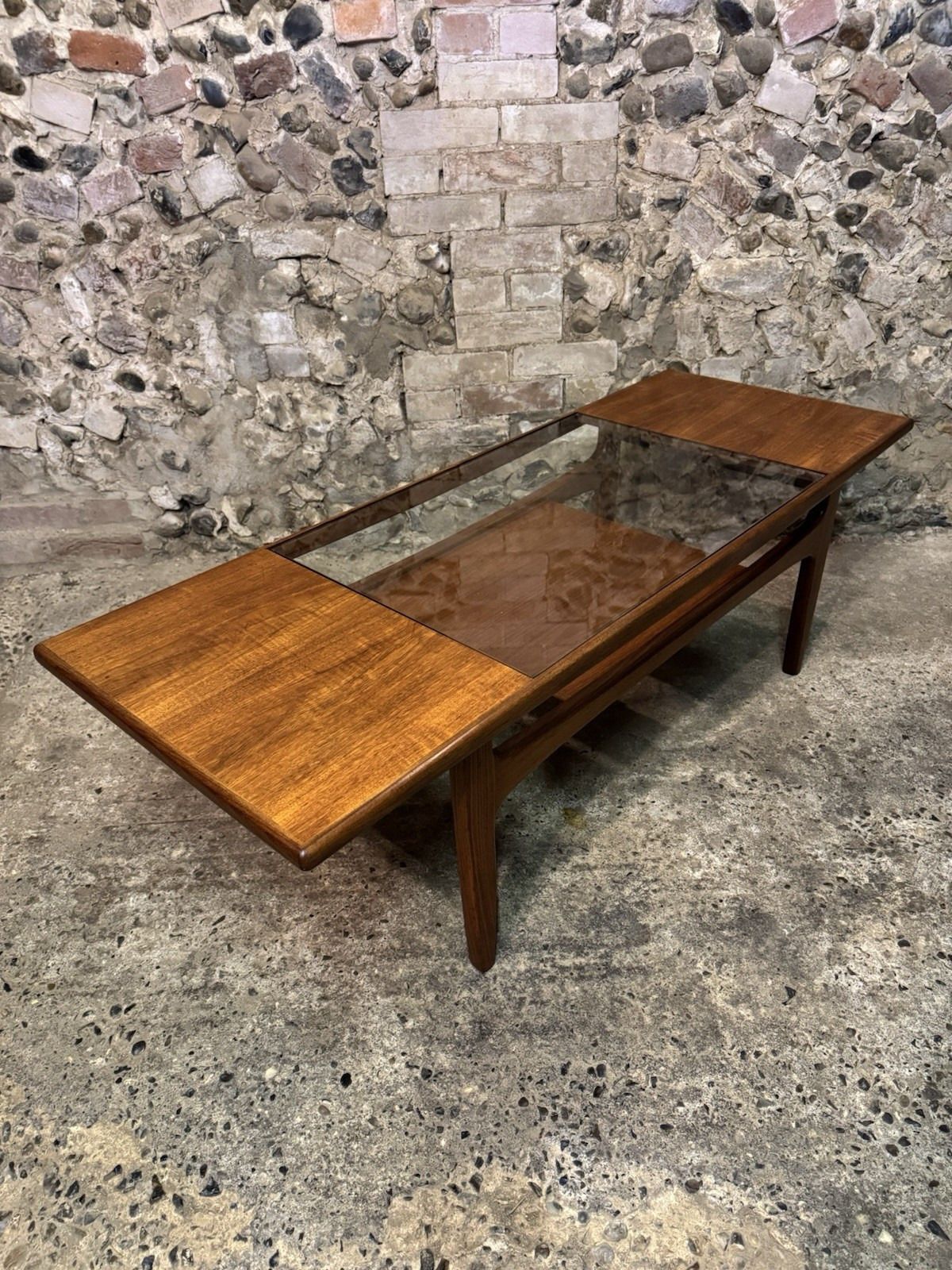 345.0 Vintage G Plan  Teak & Glass Fresco Long John Surfboard Coffee Table Mcm photo