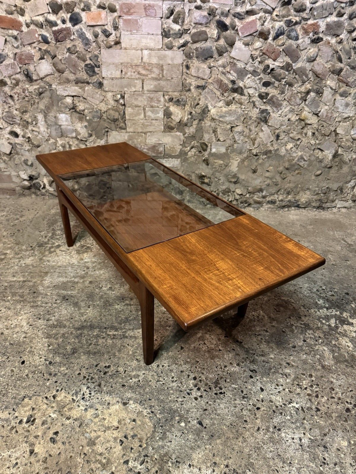 photo buy Vintage G Plan  Teak & Glass Fresco Long John Surfboard Coffee Table Mcm