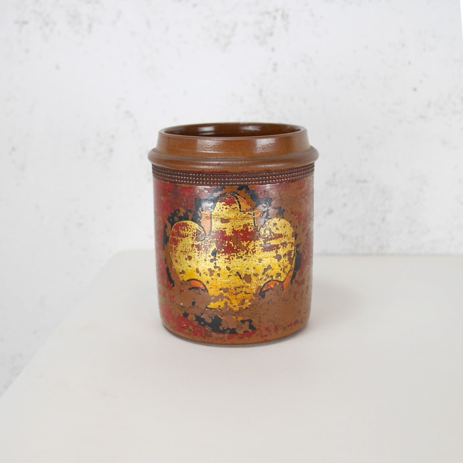 Antique Tobacco Jar Shop Display Salt Glazed Stoneware Pot Vintage #102941 