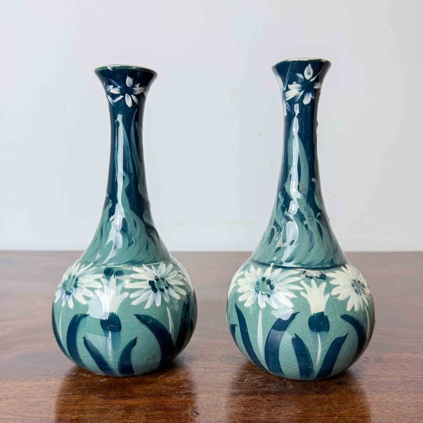 Pair Of Tg Green 'Ivanhoe' Art Nouveau Vases photo for sale
