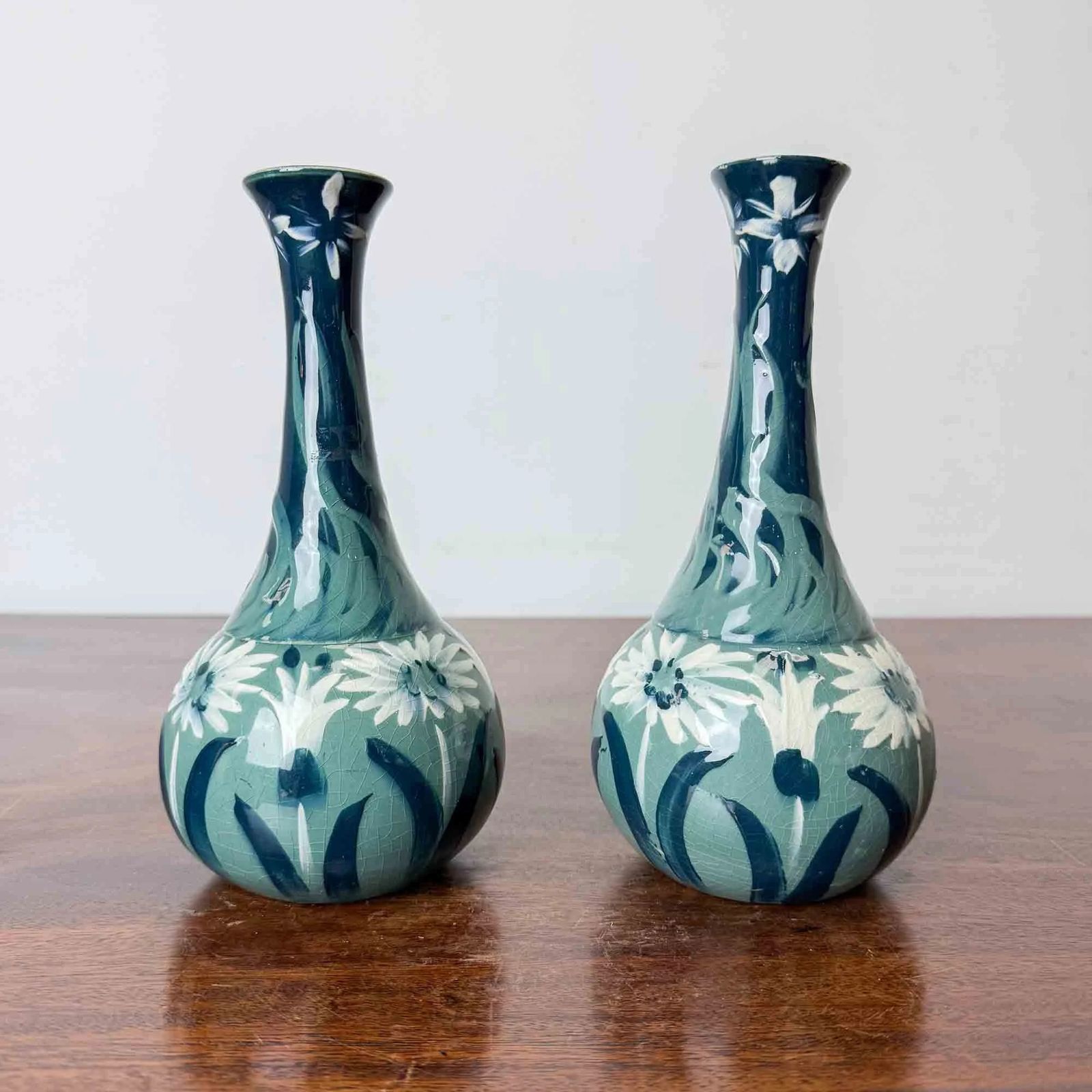 Pair Of Tg Green 'Ivanhoe' Art Nouveau Vases photo Home Decor