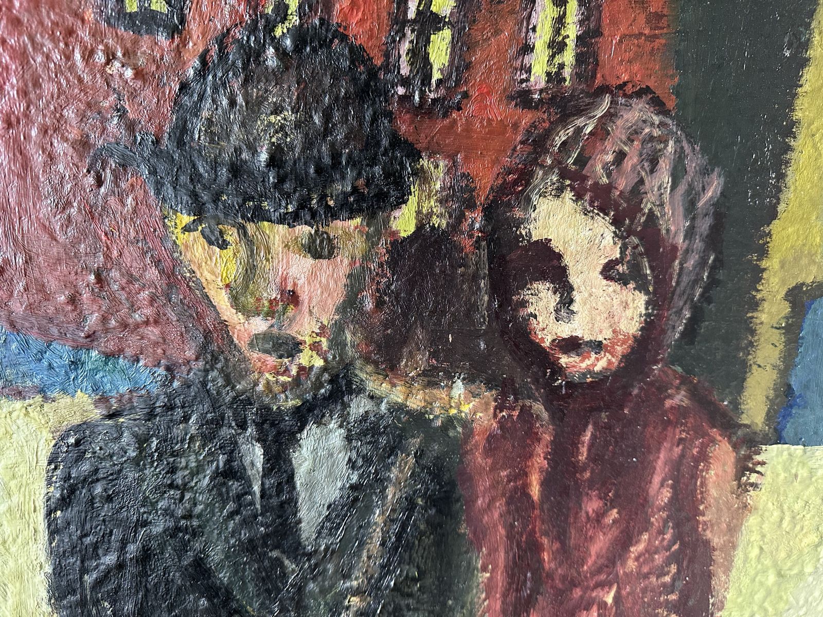 Ivan Jordell (1901 1965) Swedish Mid Century Oil Painting ‘Couple In Urban Environment photo vinterior