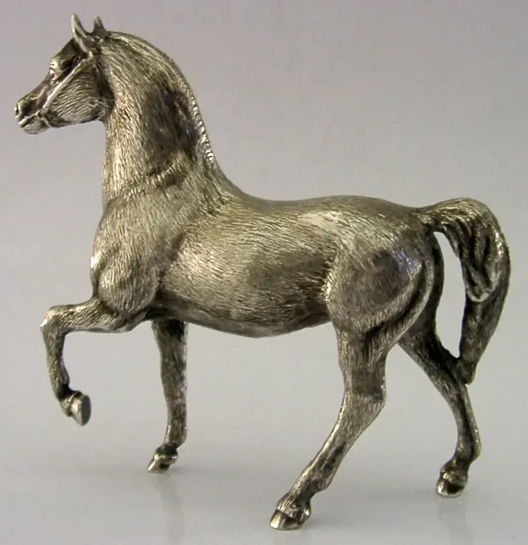 Good Size Rare English Solid Sterling Silver Horse Pony Figure 1972 Riding 180g photo Art