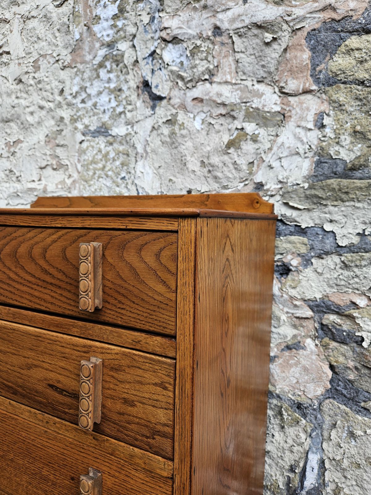photo furniture Vintage Oak Chest Of Drawers Five Drawer Cabinet