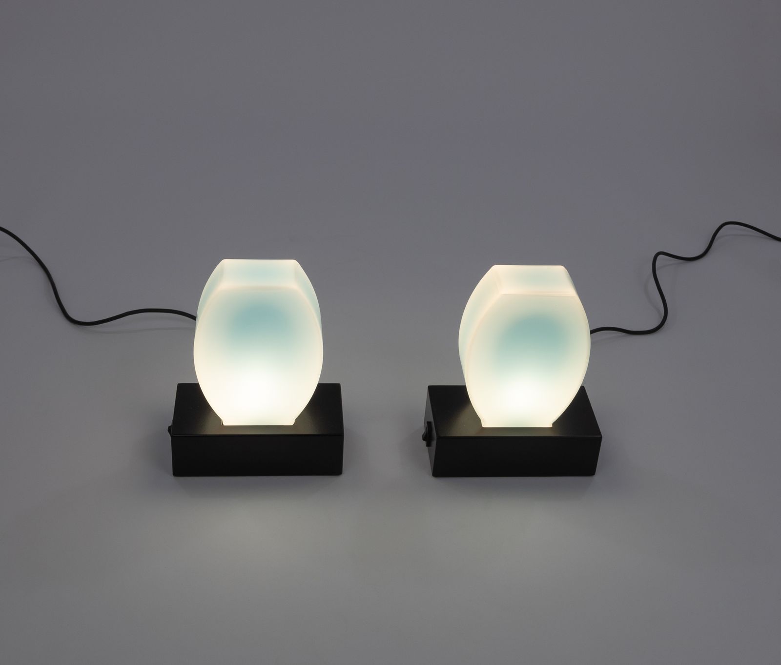 Pair Of Blue Dorane Table Lamps By Ettore Sottsass For Stilnovo, 1970s photo furniture