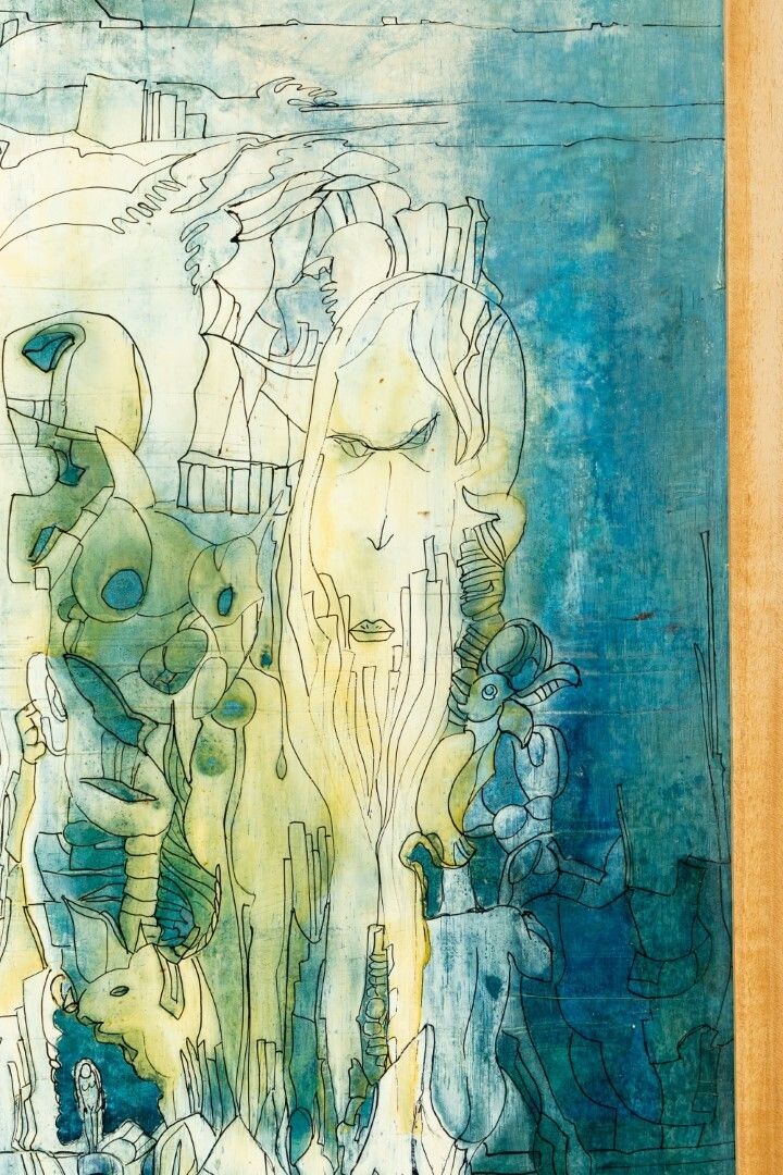 Abstract Organic Painting Depicting Atlantis Paiting   Lvi – 1971 photo furniture