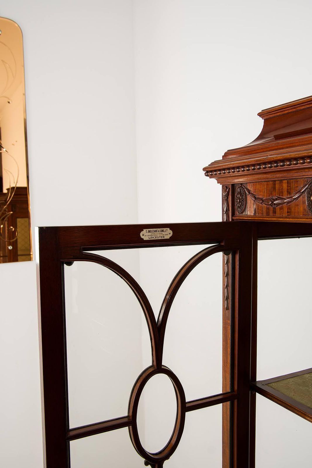 Antique Flamed Mahogany Display Cabinet Bookcase By T. Inglesant & Sons Leicester photo vinterior