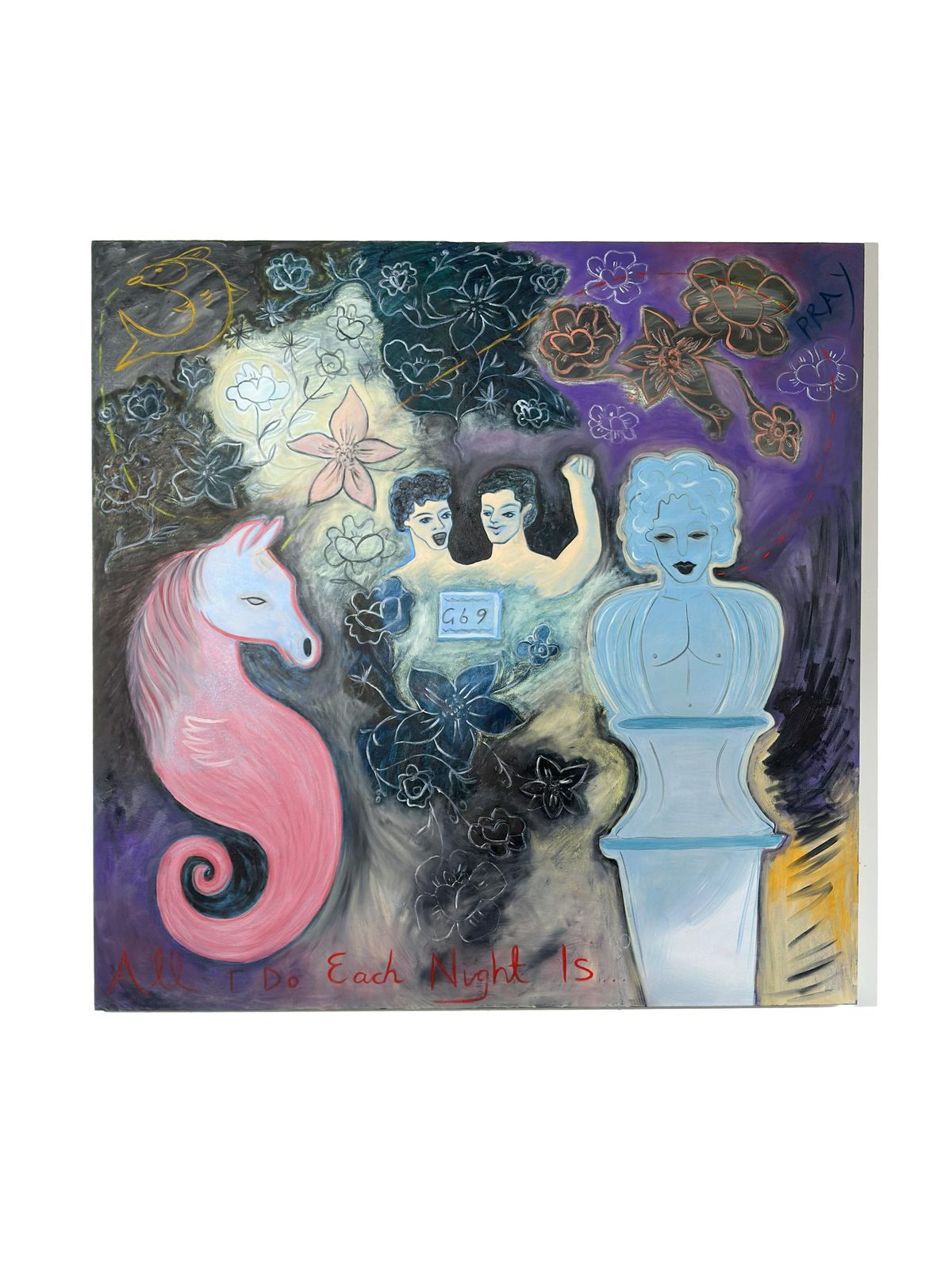Large Contemporary Oil Painting ‘All I Do Each Night Is… Pray’ By Steven E Robertson, Scotland, 2025
