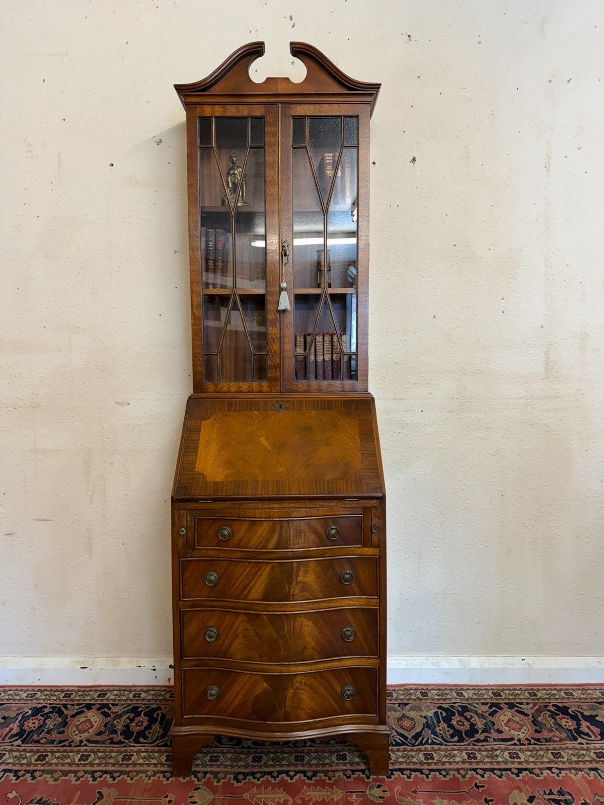 Quality Mahogany Bevan Funnell Neat Size Bureau Bookcase