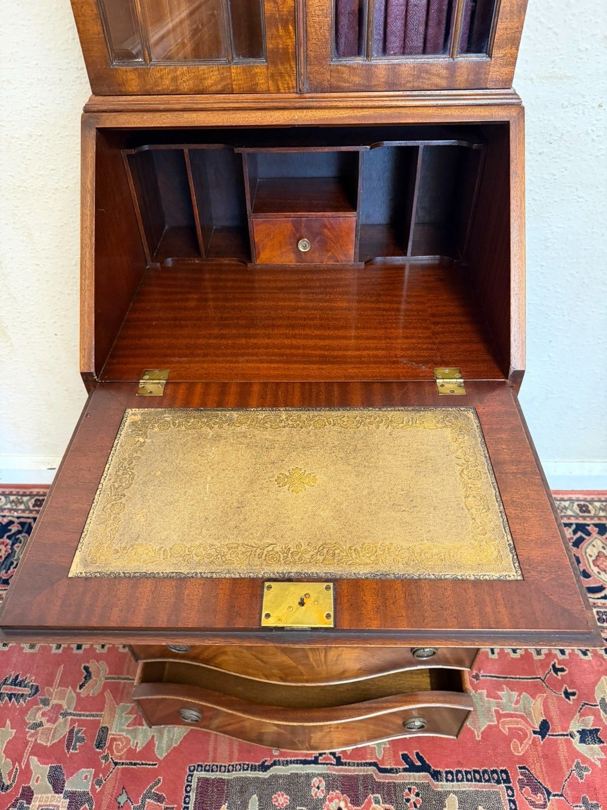 475.0 Quality Mahogany Bevan Funnell Neat Size Bureau Bookcase photo