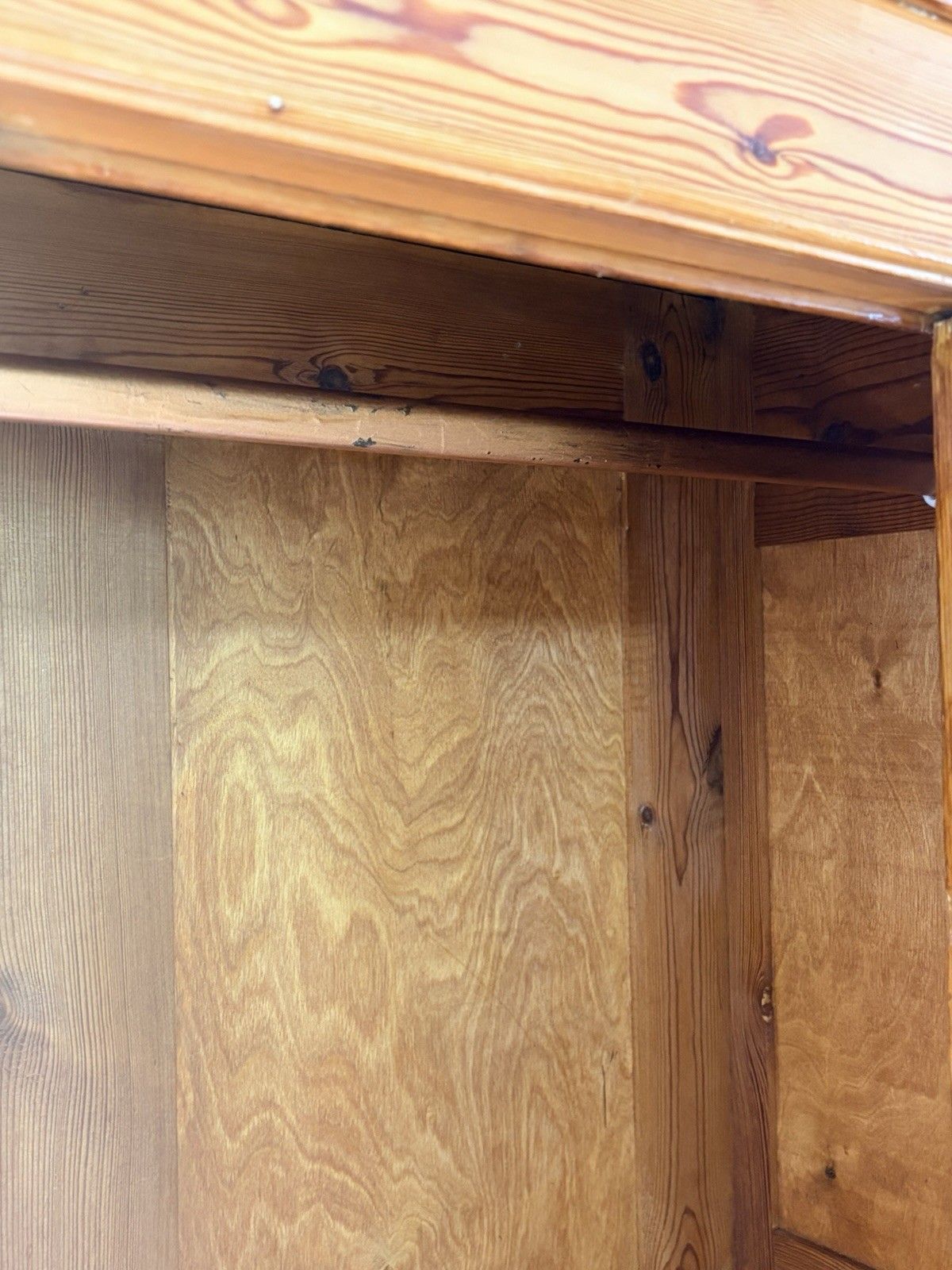 photo for sale Antique Edwardian Pine Wardrobe Mirrored Armoire Hall Robe Vintage Dresser Drawe