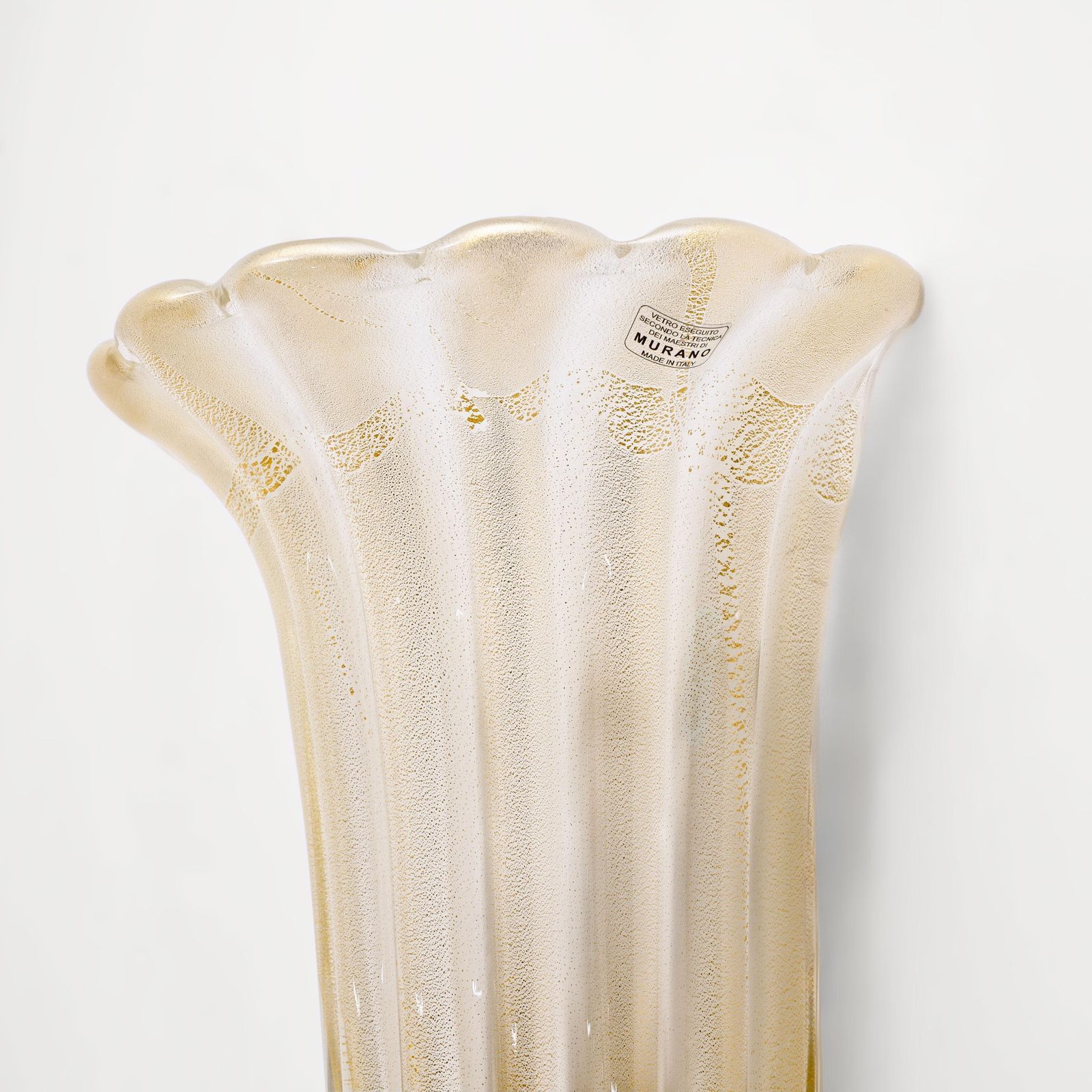 Pair Of Murano Glass Wall Sconces With Gold Dust Inclusions photo vinterior