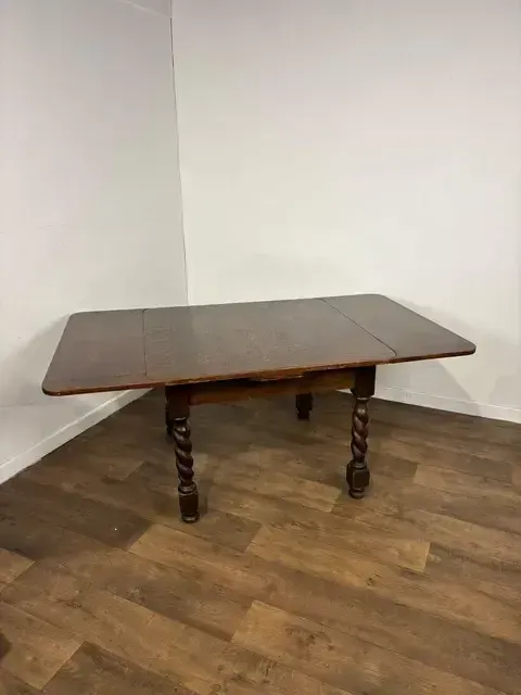 Vintage Oak Barley Twist Draw Leaf Dining Table
