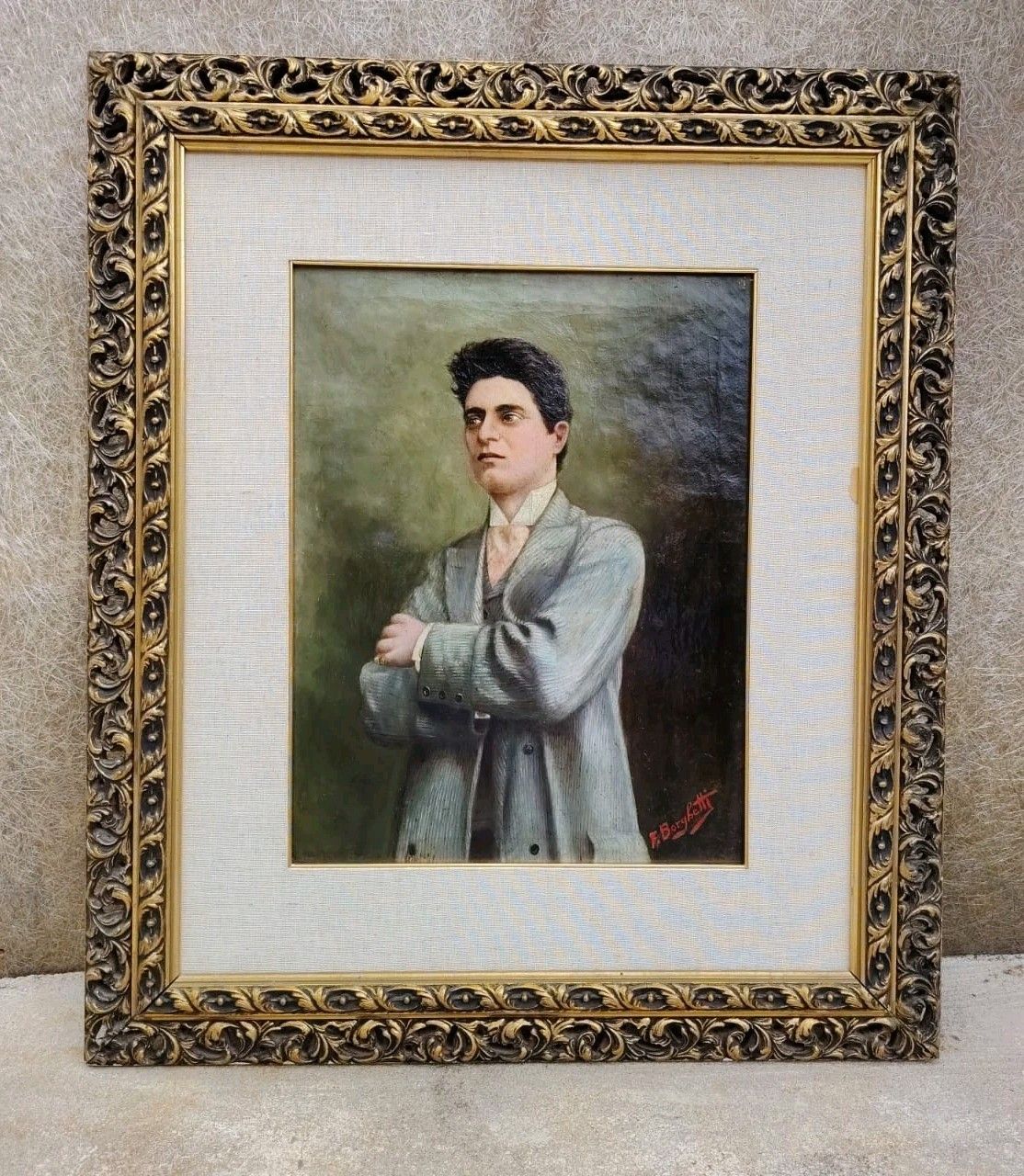 Oil Painting On Canvas Portrait Pietro Mascagni Primi 900 F.Borghetti