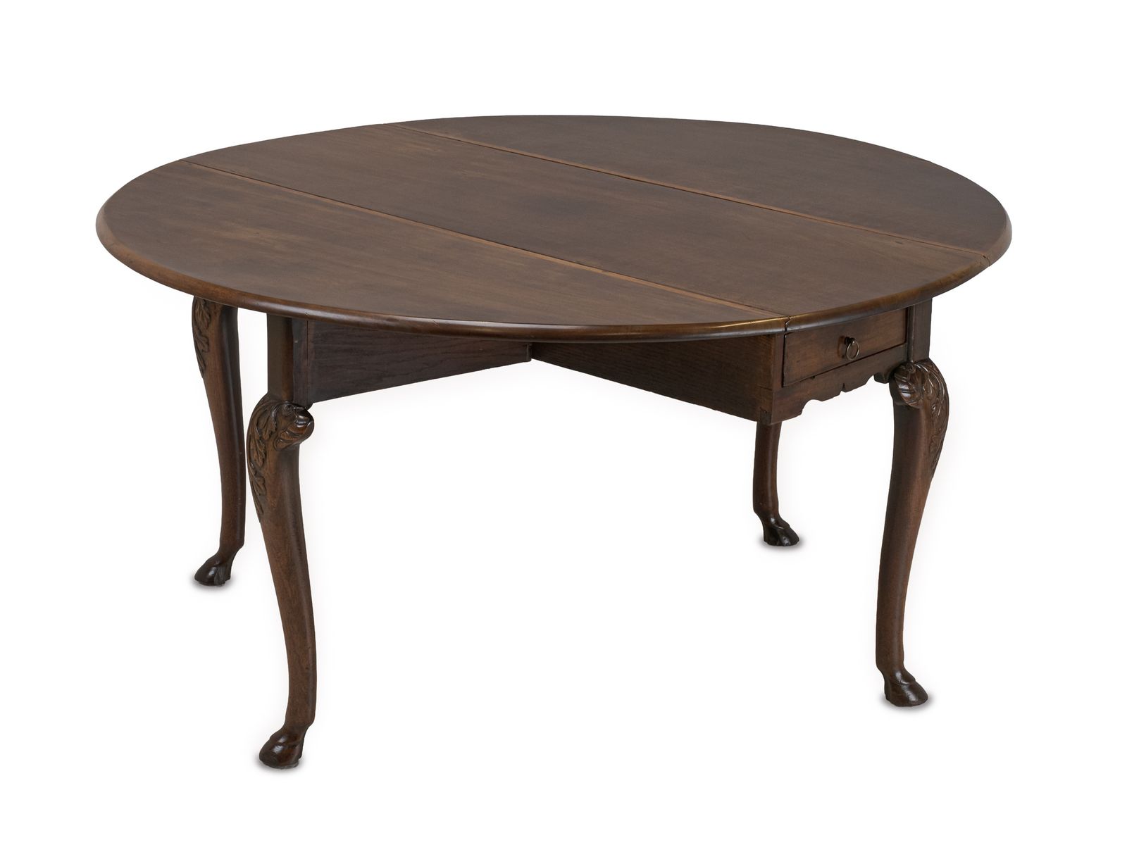 George II Irish Mahogany Oval Drop Leaf Dining Table, C.1750, Carved Cabriole Legs And Hoof Feet photo Furniture
