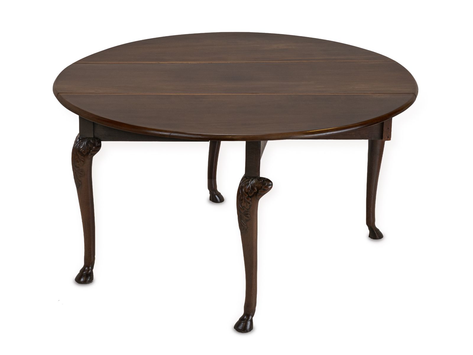 George II Irish Mahogany Oval Drop Leaf Dining Table, C.1750, Carved Cabriole Legs And Hoof Feet photo vinterior