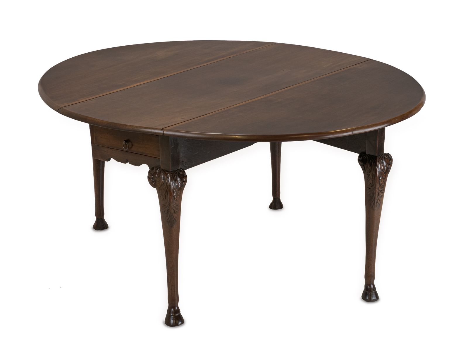 George II Irish Mahogany Oval Drop Leaf Dining Table, C.1750, Carved Cabriole Legs And Hoof Feet photo buy
