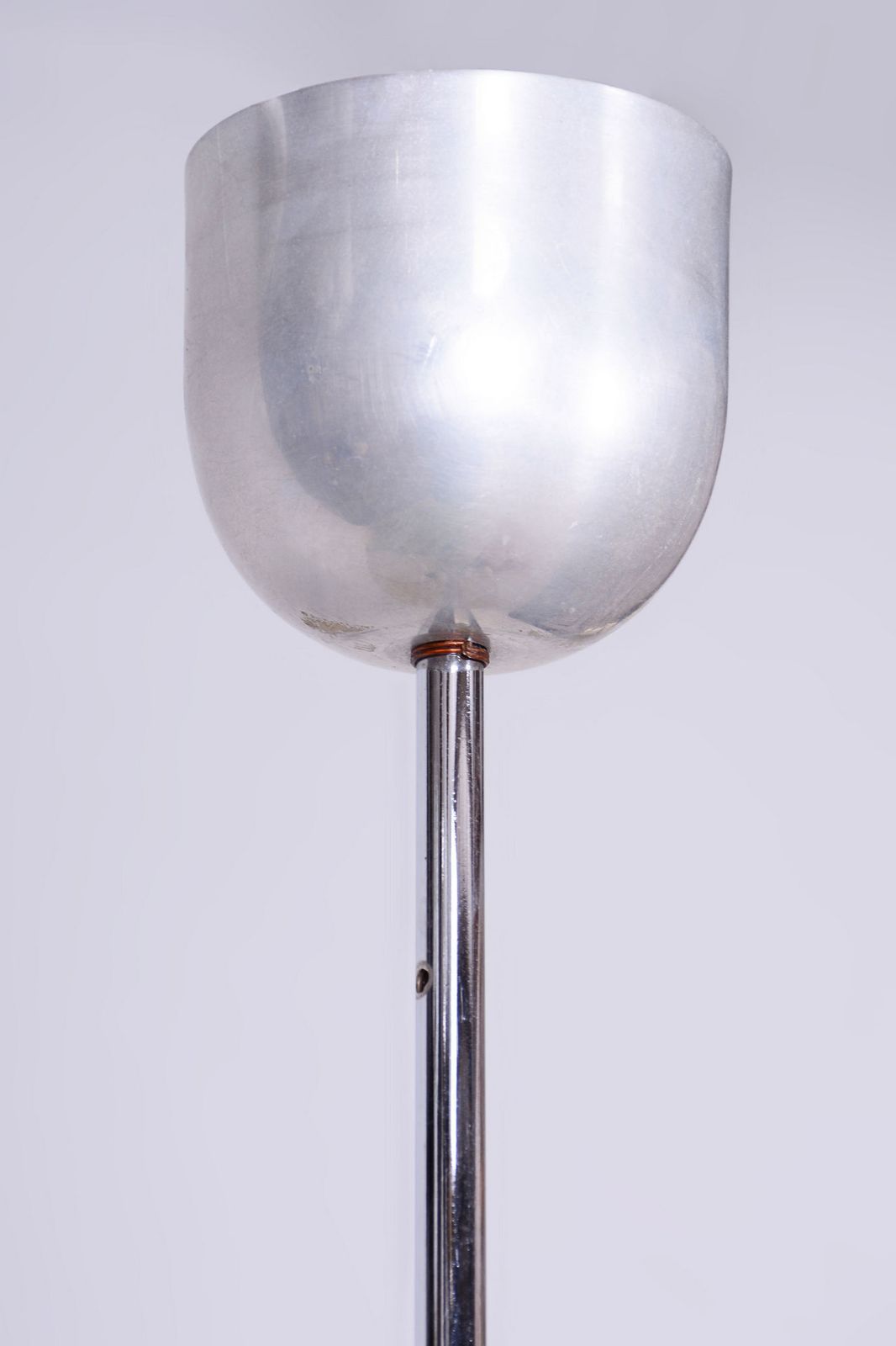 Restored Mid Century Chandelier, Chrome Plated Steel, Glass, Czech, 1950s photo 400.0