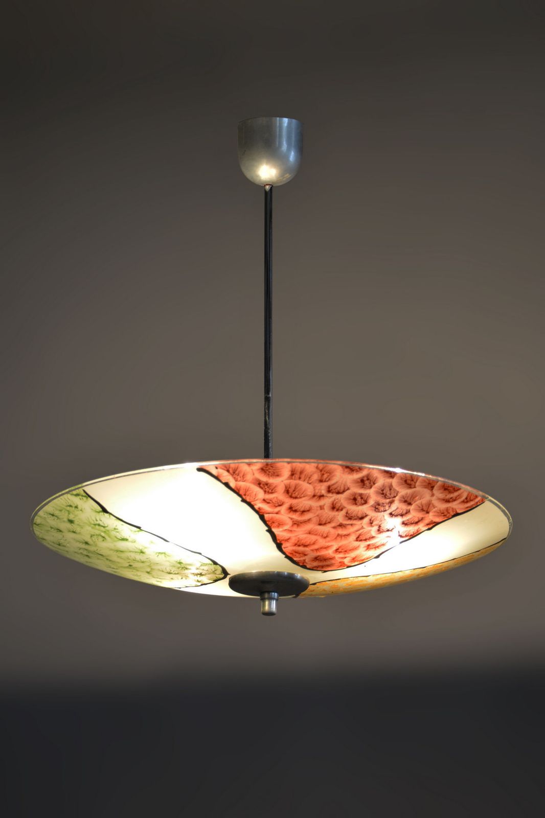 Restored Mid Century Chandelier, Chrome Plated Steel, Glass, Czech, 1950s photo buy