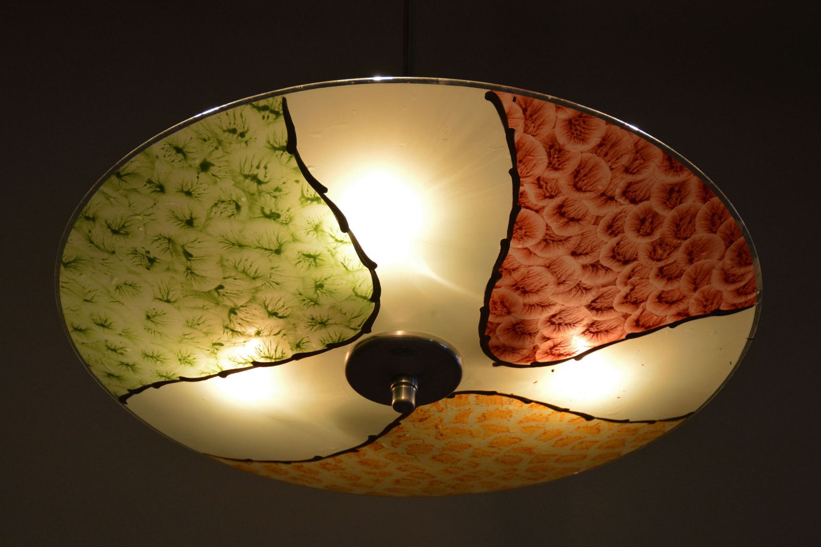 Restored Mid Century Chandelier, Chrome Plated Steel, Glass, Czech, 1950s photo vintage