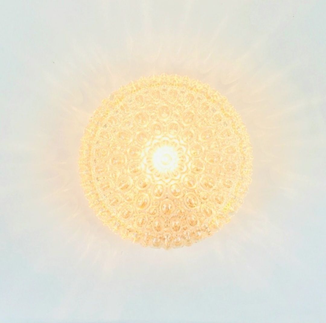 Mid-Century Amber Bubbelglas Plafondlamp van Helena Tynell voor Limburg, Duitsland, jaren 1960/1970 photo vintage