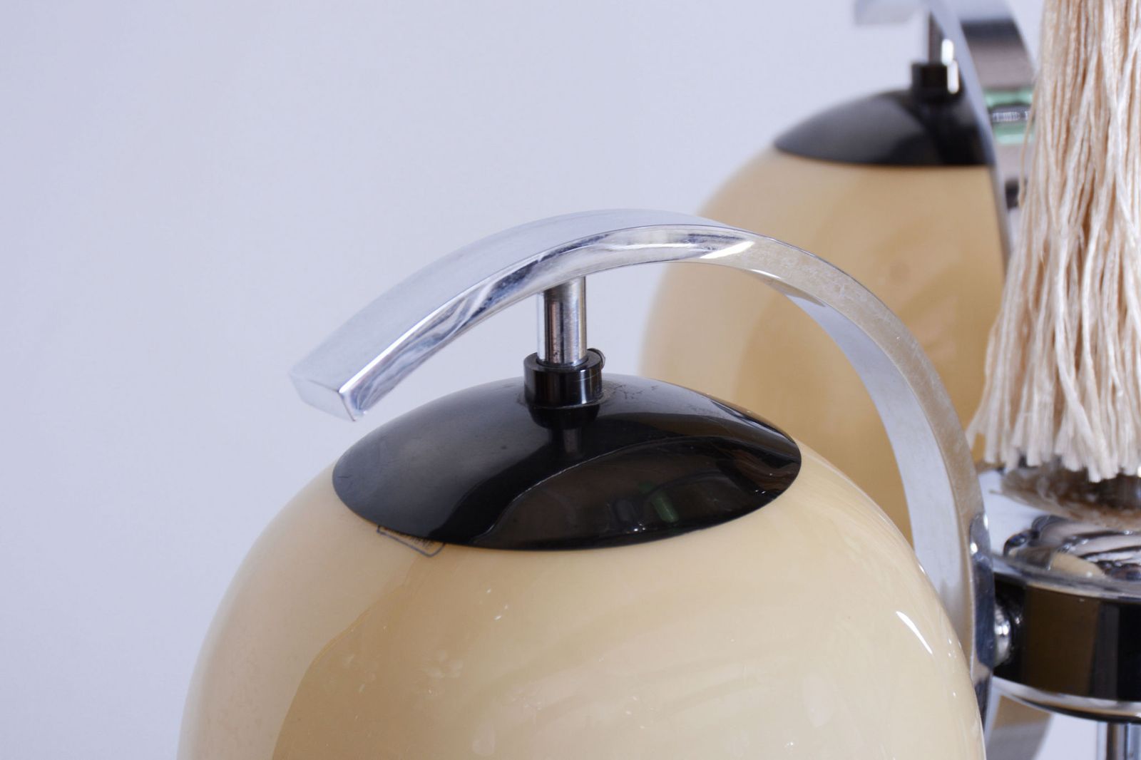 Restored Bauhaus Chandelier, Chrome Plated Steel, Opaline Glass, Czech, 1920s photo 1000.0