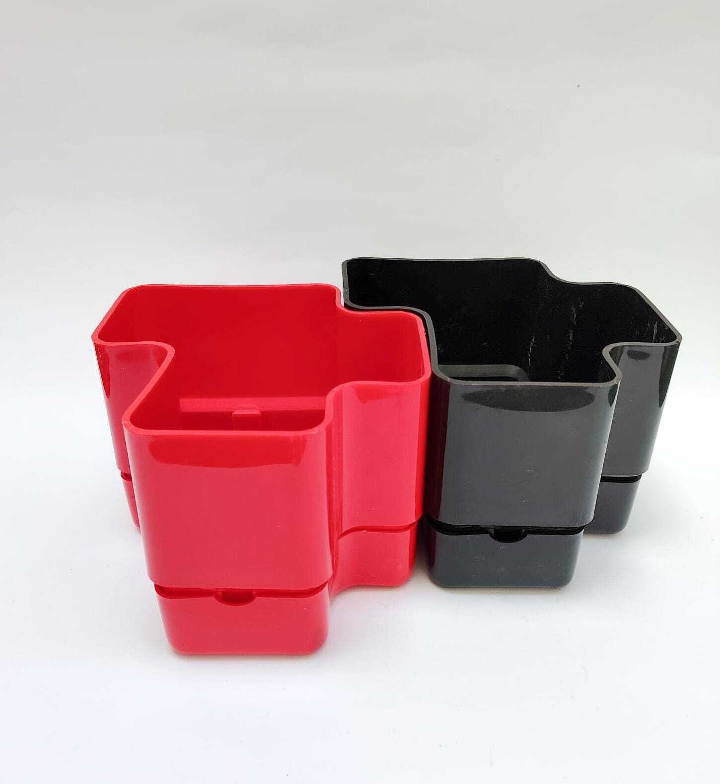 Set Of 2 Modular Planters, Vastill Baby Program, Vintage Space Age Design By Michael Mccann, Red And Black photo furniture