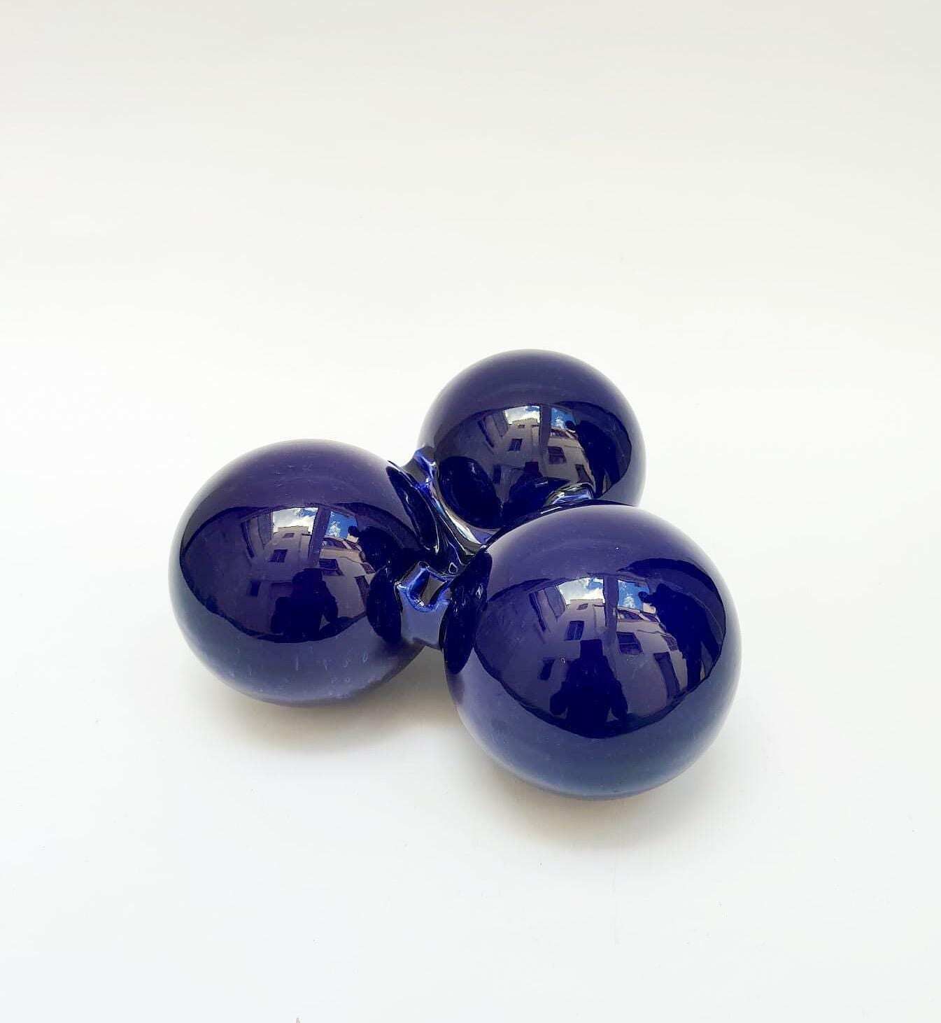 Vintage Blue Ceramic Ashtray, Space Age Design, 1970s Rigon Bertoncello Era, 3 Spheres