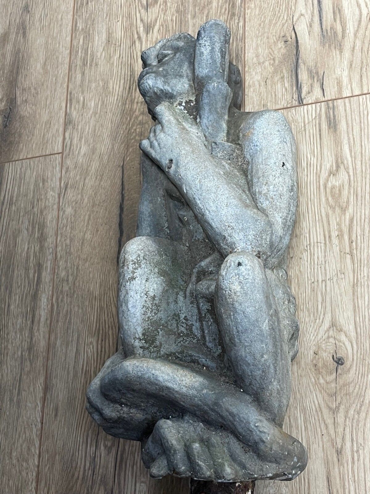 photo vinterior Victorian Lead Thinking Garden Monkey Sculpture In The Manner Of J. W. Singer & Sons C1900