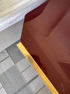 Pair Of Burgundy Acrylic And Brass Bedside Tables By Eric Maville In The 1970s. photo furniture
