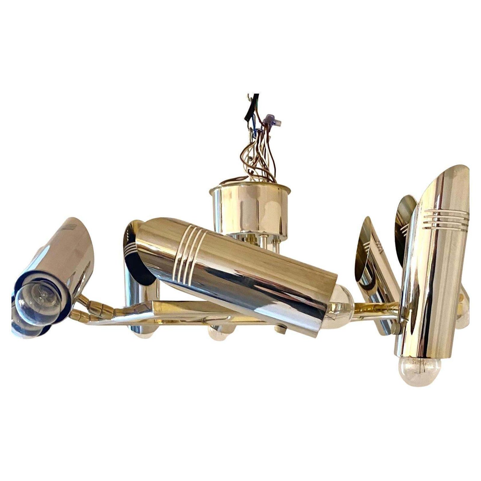 photo vintage Space Age Multi Lights Ceiling Lamp In The Style Of Stilnovo, Italy 1970's