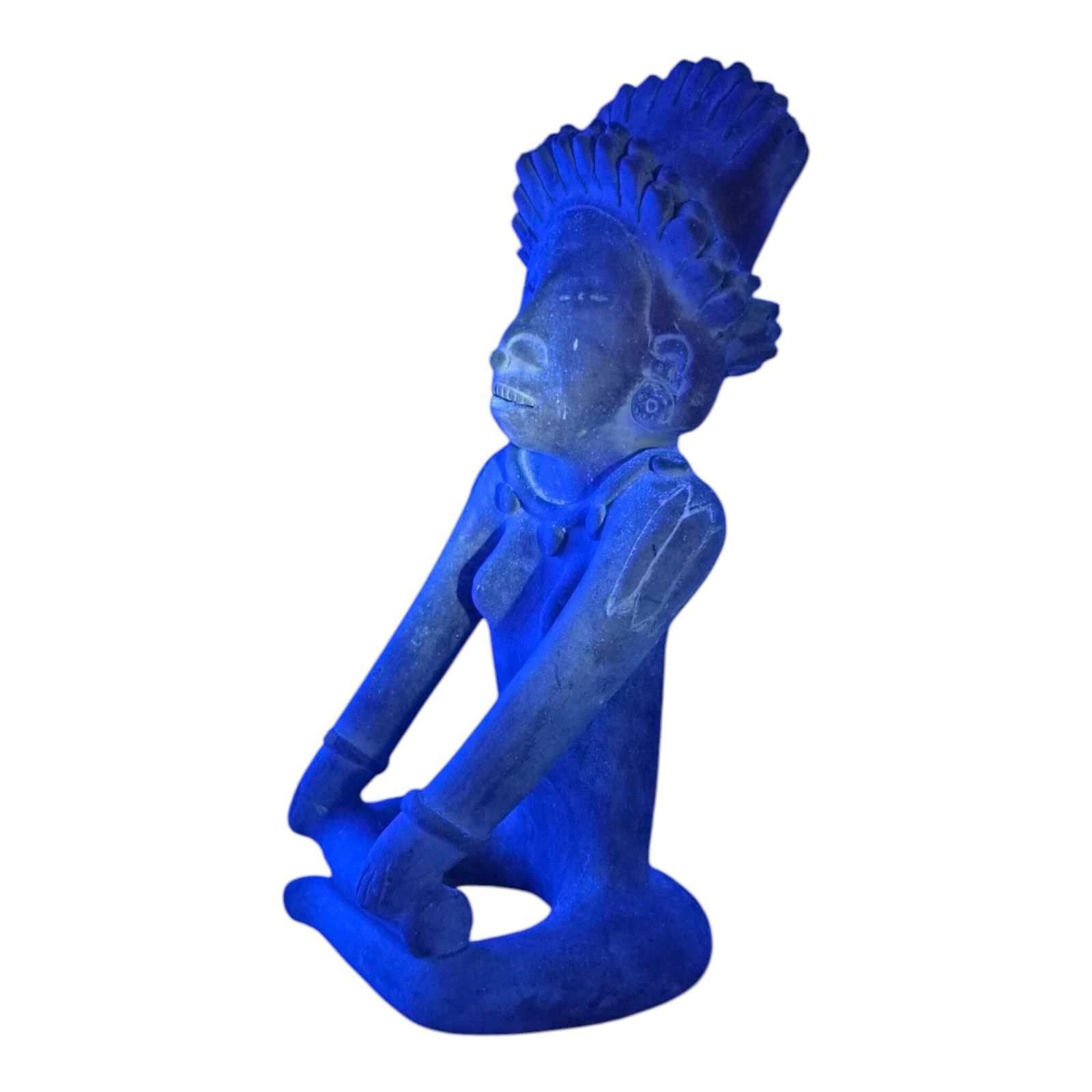 Large Decorative Jama Coaque Style Seated Figure Sculpture C.20th Century photo for sale